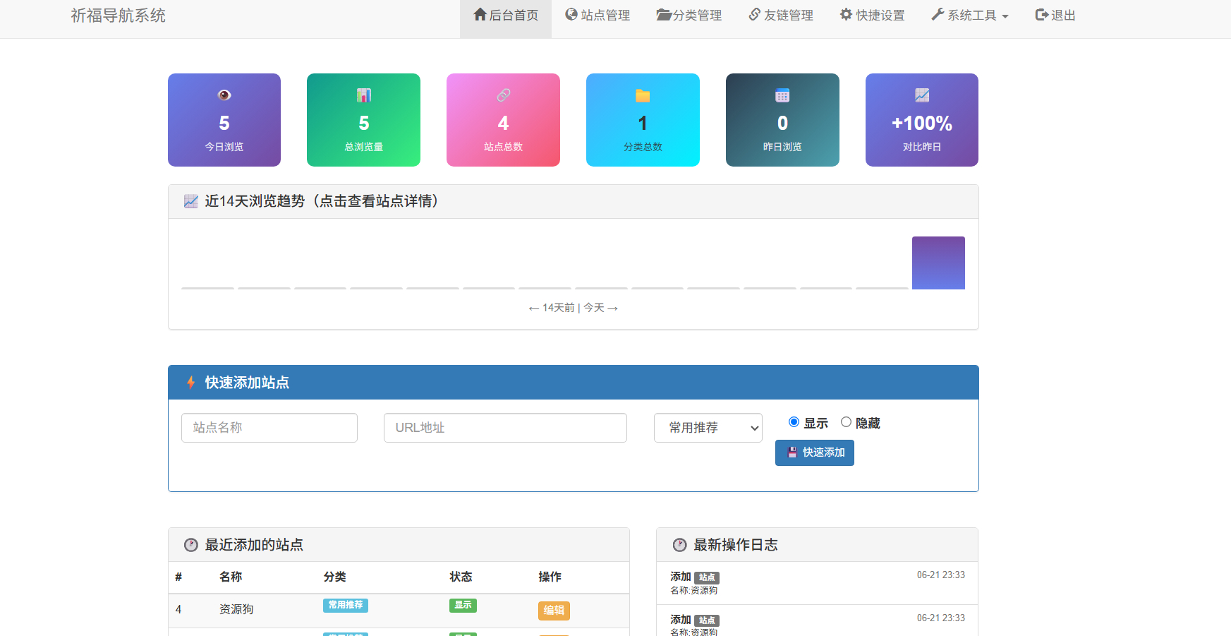 全新祈福导航系统源码V1.1,毛玻璃UI效果 支持ping延迟,6.21亲测搭建使用